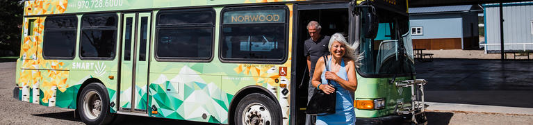 Woman Deboarding from the SMART Bus