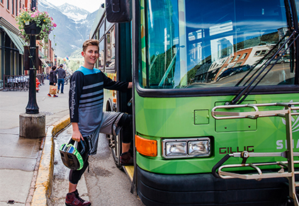 Teenager Boarding the SMART Bus